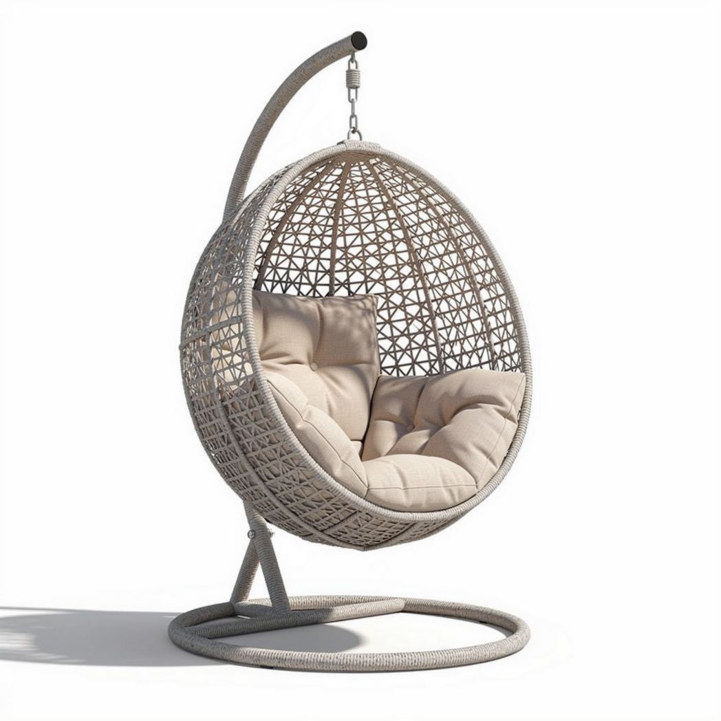 Woven Hanging Lounge Chair – Suitable for Indoor and Outdoor Use – Made from Rattan and Metal – 100 x 90 x 120cm
