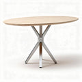 Oval Wooden Dining Table for Indoor Use with Metal Base – 120 x 80 x 75cm