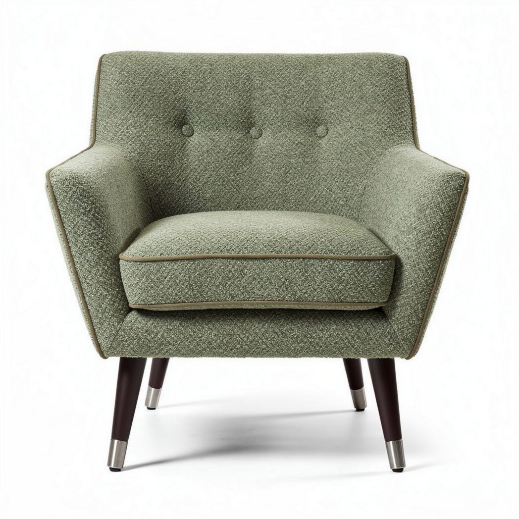 Upholstered Armchair for Living Room Seating – Fabric and Wood – 75 x 80 x 80cm