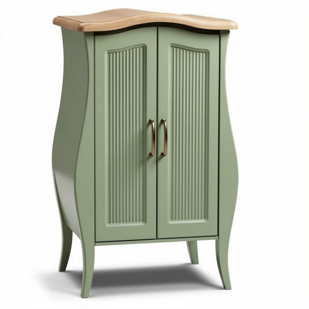 Wooden Storage Cabinet for Living Room Use, Featuring Curved Design and Doors, Made from MDF and Solid Wood, 80 x 40 x 100cm