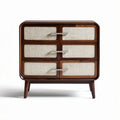Wooden Storage Cabinet with Rattan Details for Living Room Use – 80 x 40 x 70cm