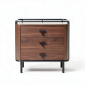 Wood and Metal Nightstand for Bedroom Use – Constructed with Walnut and Steel – 60 x 45 x 40cm