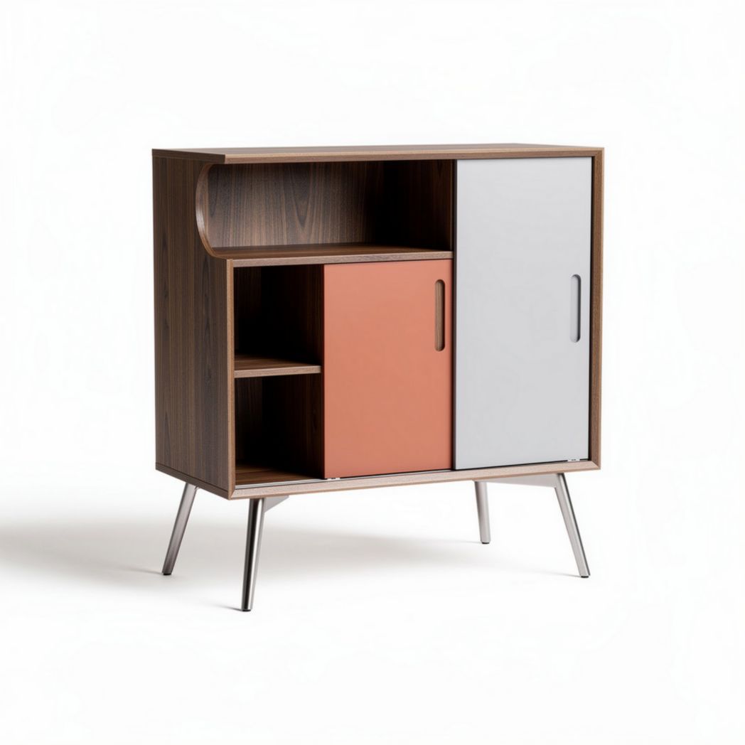 Wooden Storage Cabinet for Living Room Organization with Open Shelves and Doors – 80 x 40 x 90cm